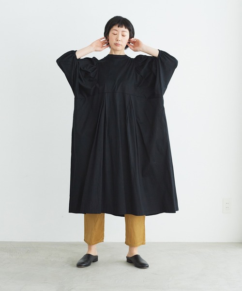 note et silence (ノートエシロンス)の「◇【AMB100貨】マルチエフェクトジャージー タックギャザーワンピース(ワンピース・レディース・ブラック/カーキ/ホワイト・FREE)」の12枚目の写真