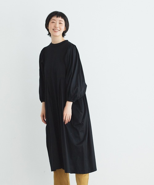 note et silence (ノートエシロンス)の「◇【AMB100貨】マルチエフェクトジャージー タックギャザーワンピース(ワンピース・レディース・ブラック/カーキ/ホワイト・FREE)」の7枚目の写真