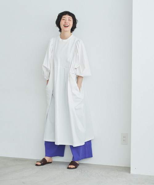 note et silence (ノートエシロンス)の「◇【AMB100貨】マルチエフェクトジャージー タックギャザーワンピース(ワンピース・レディース・ブラック/カーキ/ホワイト・FREE)」の18枚目の写真