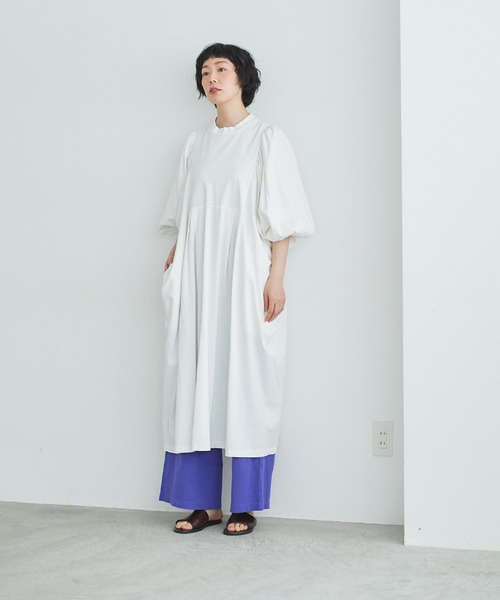 note et silence (ノートエシロンス)の「◇【AMB100貨】マルチエフェクトジャージー タックギャザーワンピース(ワンピース・レディース・ブラック/カーキ/ホワイト・FREE)」の13枚目の写真