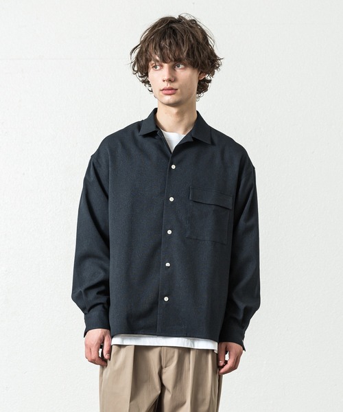 SLICK（スリック）の「ピンヘッドツイルワイドオープンカラーシャツ（シャツ/ブラウス・メンズ・チャコールグレー/ネイビー・1/2/3）」の8枚目の写真