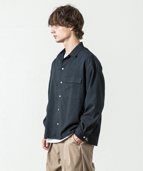 SLICK（スリック）の「ピンヘッドツイルワイドオープンカラーシャツ（シャツ/ブラウス・メンズ・チャコールグレー/ネイビー・1/2/3）」の12枚目の写真
