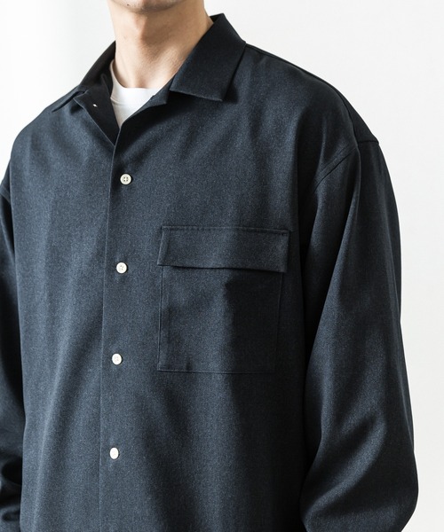 SLICK（スリック）の「ピンヘッドツイルワイドオープンカラーシャツ（シャツ/ブラウス・メンズ・チャコールグレー/ネイビー・1/2/3）」の14枚目の写真