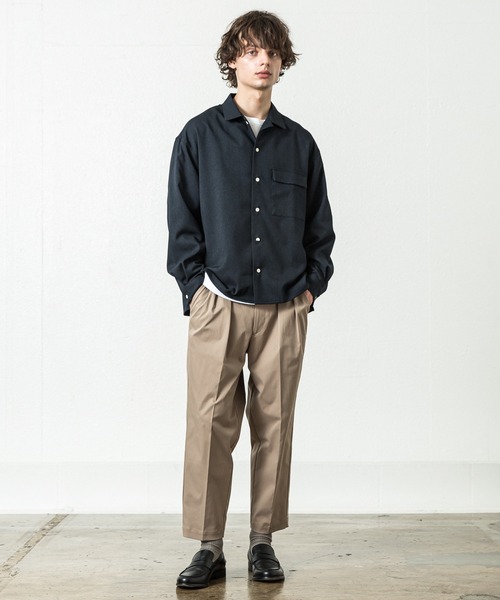 SLICK（スリック）の「ピンヘッドツイルワイドオープンカラーシャツ（シャツ/ブラウス・メンズ・チャコールグレー/ネイビー・1/2/3）」の4枚目の写真