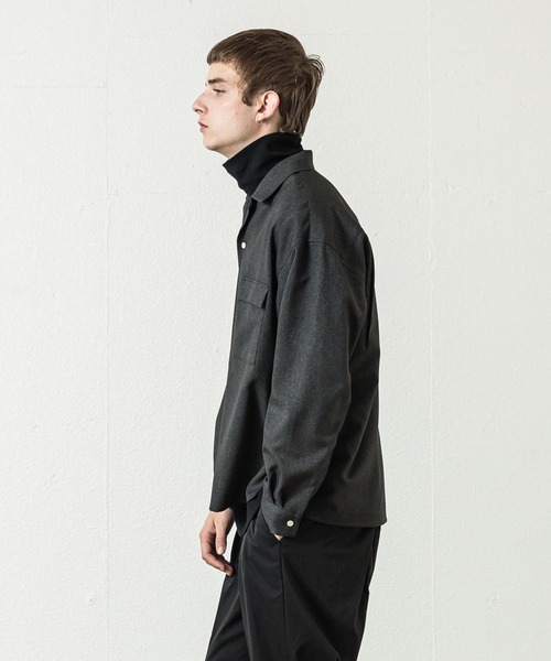 SLICK（スリック）の「ピンヘッドツイルワイドオープンカラーシャツ（シャツ/ブラウス・メンズ・チャコールグレー/ネイビー・1/2/3）」の9枚目の写真