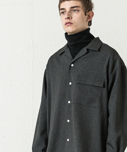 SLICK（スリック）の「ピンヘッドツイルワイドオープンカラーシャツ（シャツ/ブラウス・メンズ・チャコールグレー/ネイビー・1/2/3）」の15枚目の写真
