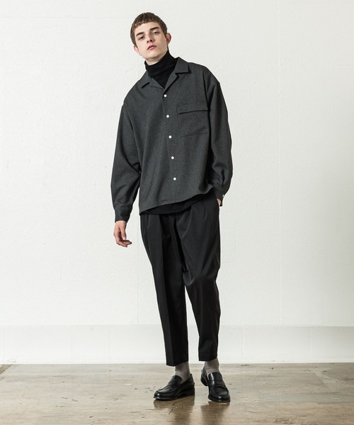 SLICK（スリック）の「ピンヘッドツイルワイドオープンカラーシャツ（シャツ/ブラウス・メンズ・チャコールグレー/ネイビー・1/2/3）」の5枚目の写真