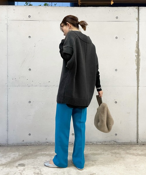 DouDou（ドゥドゥ）の「袖リブロンT（Tシャツ/カットソー・レディース・オフホワイト/ブラック/グレイッシュベージュ・FREE）」の10枚目の写真