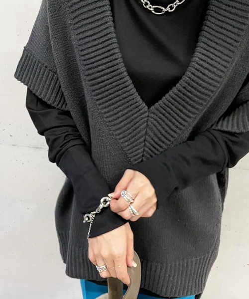 DouDou（ドゥドゥ）の「袖リブロンT（Tシャツ/カットソー・レディース・オフホワイト/ブラック/グレイッシュベージュ・FREE）」の13枚目の写真