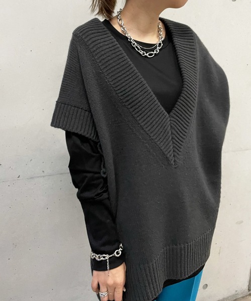 DouDou（ドゥドゥ）の「袖リブロンT（Tシャツ/カットソー・レディース・オフホワイト/ブラック/グレイッシュベージュ・FREE）」の16枚目の写真