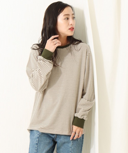 libelle more（リベル モア）の「天竺ボーダープルオーバー（Tシャツ/カットソー・レディース・ブラウン/ブラック/ベージュ/ブルー・L/M）」の22枚目の写真