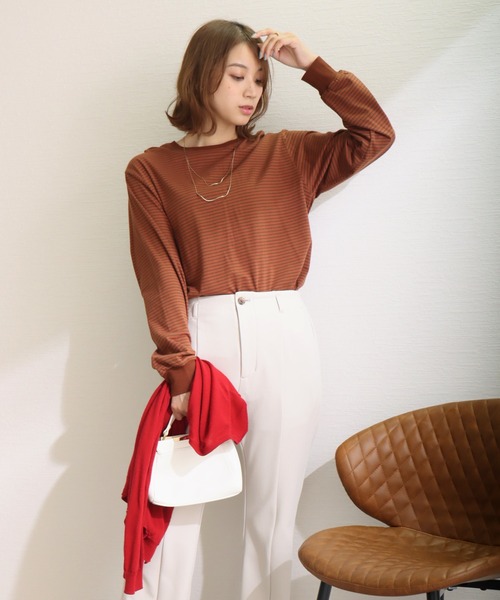 libelle more（リベル モア）の「天竺ボーダープルオーバー（Tシャツ/カットソー・レディース・ブラウン/ブラック/ベージュ/ブルー・L/M）」の16枚目の写真