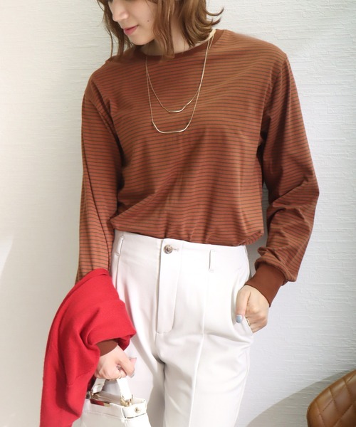 libelle more（リベル モア）の「天竺ボーダープルオーバー（Tシャツ/カットソー・レディース・ブラウン/ブラック/ベージュ/ブルー・L/M）」の17枚目の写真