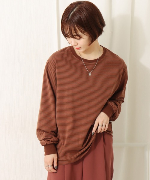 libelle more（リベル モア）の「天竺ボーダープルオーバー（Tシャツ/カットソー・レディース・ブラウン/ブラック/ベージュ/ブルー・L/M）」の5枚目の写真