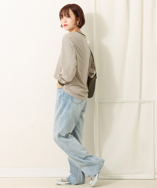 libelle more（リベル モア）の「天竺ボーダープルオーバー（Tシャツ/カットソー・レディース・ブラウン/ブラック/ベージュ/ブルー・L/M）」の11枚目の写真