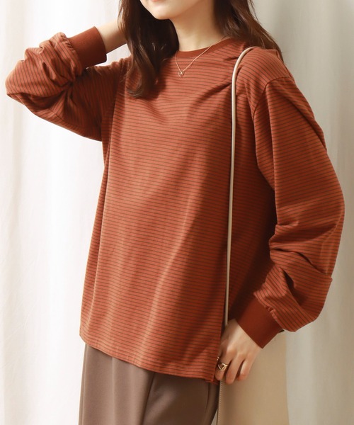 libelle more（リベル モア）の「天竺ボーダープルオーバー（Tシャツ/カットソー・レディース・ブラウン/ブラック/ベージュ/ブルー・L/M）」の12枚目の写真