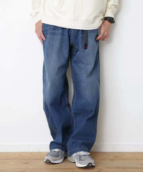 Gramicci（グラミチ）の「GRAMICCI　DENIM WIDE PANTS（デニムパンツ・メンズ・ライトインディゴブルー/インディゴブルー・LARGE/MEDIUM）」の2枚目の写真
