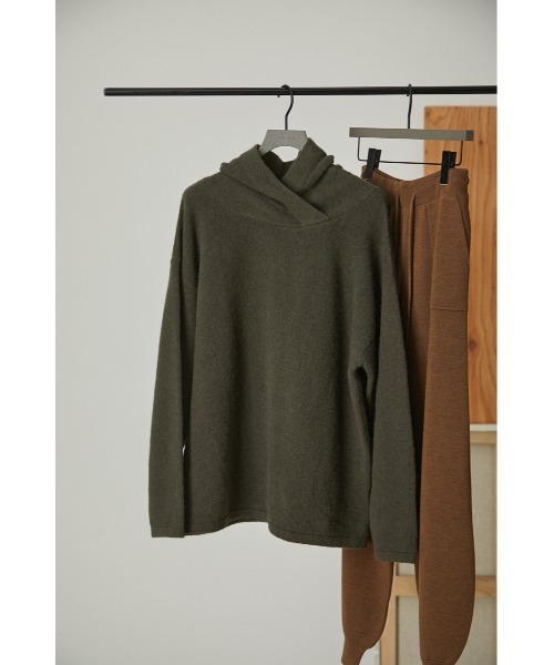 RIM.ARK（リムアーク）の「2way hood knit tops（ニット/セーター・レディース・ブラック/カーキ/ライトブラウン・FREE）」の9枚目の写真
