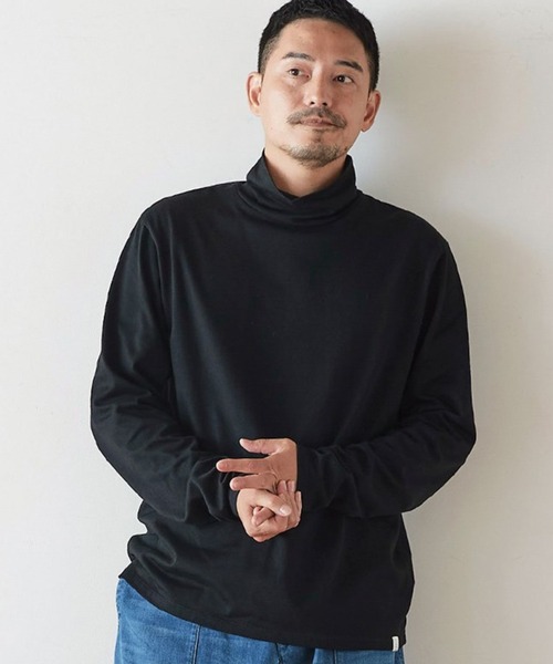 Sunny clouds（サニークラウズ）の「サニークラウズ　贅沢カットソータートル（Tシャツ/カットソー・メンズ・ホワイト/ブラック・LARGE/BL/SMALL）」の2枚目の写真