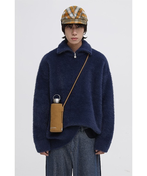 MASONPRINCE（メイソンプリンス）の「【MASONPRINCE】Oversized half Zip Imitation mink hair knit pullover MY3048（ニット/セーター・メンズ・ブラック/グリーン/グレー/ブルー・L/S/M）」の4枚目の写真