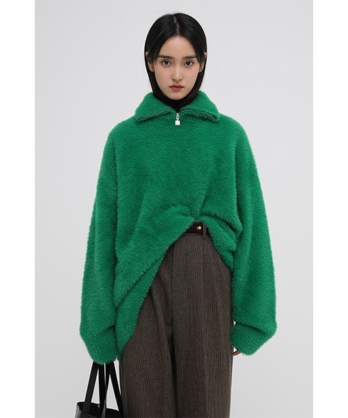 MASONPRINCE（メイソンプリンス）の「【MASONPRINCE】Oversized half Zip Imitation mink hair knit pullover MY3048（ニット/セーター・メンズ・ブラック/グリーン/グレー/ブルー・L/S/M）」の3枚目の写真