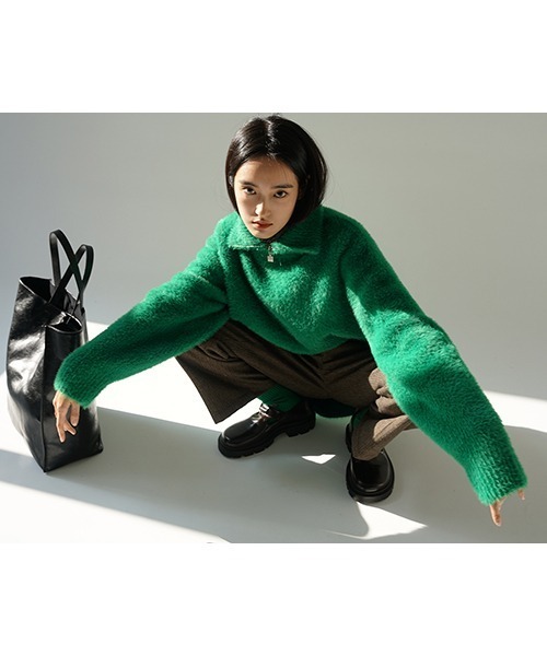 MASONPRINCE（メイソンプリンス）の「【MASONPRINCE】Oversized half Zip Imitation mink hair knit pullover MY3048（ニット/セーター・メンズ・ブラック/グリーン/グレー/ブルー・L/S/M）」の5枚目の写真