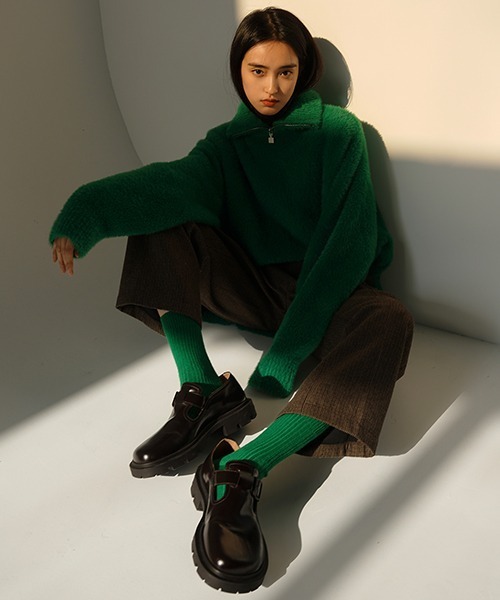 MASONPRINCE（メイソンプリンス）の「【MASONPRINCE】Oversized half Zip Imitation mink hair knit pullover MY3048（ニット/セーター・メンズ・ブラック/グリーン/グレー/ブルー・L/S/M）」の8枚目の写真