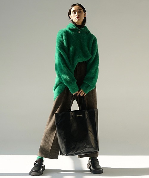 MASONPRINCE（メイソンプリンス）の「【MASONPRINCE】Oversized half Zip Imitation mink hair knit pullover MY3048（ニット/セーター・メンズ・ブラック/グリーン/グレー/ブルー・L/S/M）」の10枚目の写真