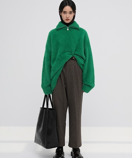 MASONPRINCE（メイソンプリンス）の「【MASONPRINCE】Oversized half Zip Imitation mink hair knit pullover MY3048（ニット/セーター・メンズ・ブラック/グリーン/グレー/ブルー・L/S/M）」の13枚目の写真