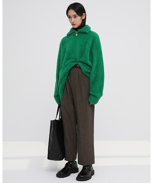 MASONPRINCE（メイソンプリンス）の「【MASONPRINCE】Oversized half Zip Imitation mink hair knit pullover MY3048（ニット/セーター・メンズ・ブラック/グリーン/グレー/ブルー・L/S/M）」の14枚目の写真