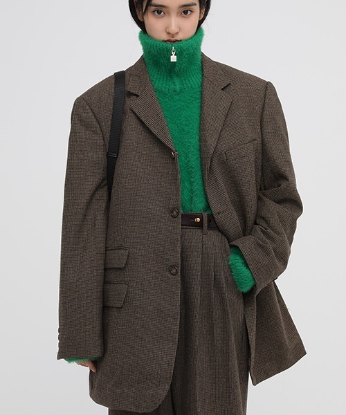 MASONPRINCE（メイソンプリンス）の「【MASONPRINCE】Oversized half Zip Imitation mink hair knit pullover MY3048（ニット/セーター・メンズ・ブラック/グリーン/グレー/ブルー・L/S/M）」の17枚目の写真