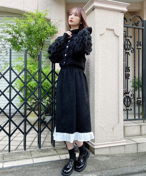 Voyage titty&Co.PETIT（ボヤージュティティアンドコープチ）の「【Voyage titty&Co.】裾フリルピーチスカート（スカート・レディース・ブラック・FREE）」の4枚目の写真