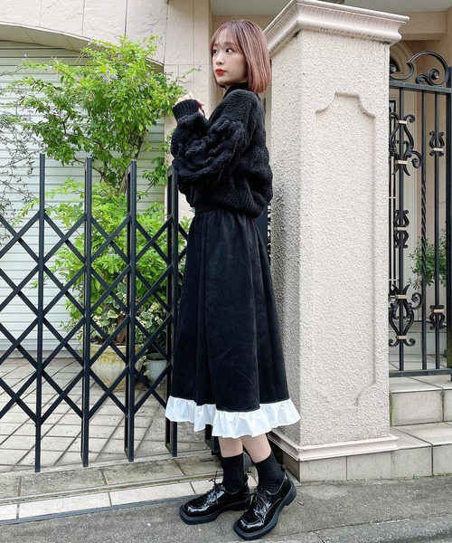 Voyage titty&Co.PETIT（ボヤージュティティアンドコープチ）の「【Voyage titty&Co.】裾フリルピーチスカート（スカート・レディース・ブラック・FREE）」の2枚目の写真