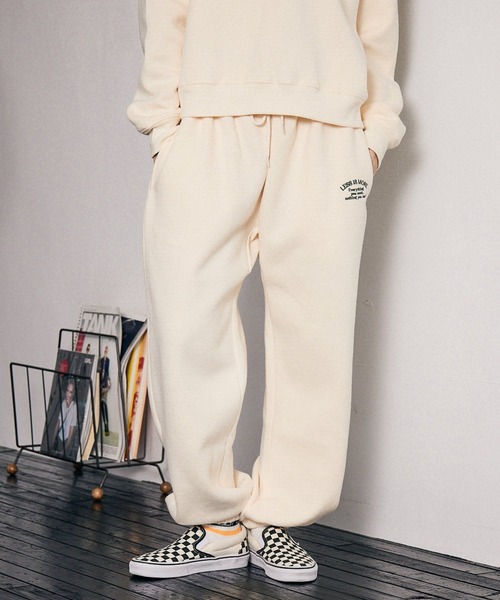 PBLIM（ページボーイリム）の「【PAGEBOYLIM】ウラキモウルーズパンツ（スウェットパンツ・レディース・グリーン/ブルー/杢グレー/クリーム・FREE）」の2枚目の写真