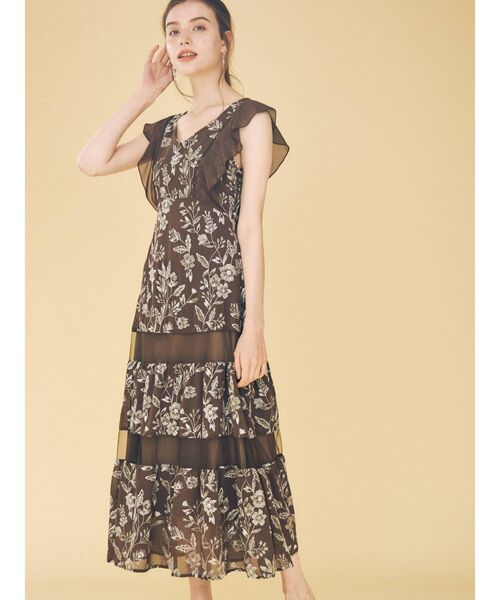 MERCURYDUO（マーキュリーデュオ）の「カラーエンブロイダリーロングワンピース（ワンピース・レディース・ブラウン/オフホワイト/ベージュ・SMALL/MEDIUM）」の6枚目の写真