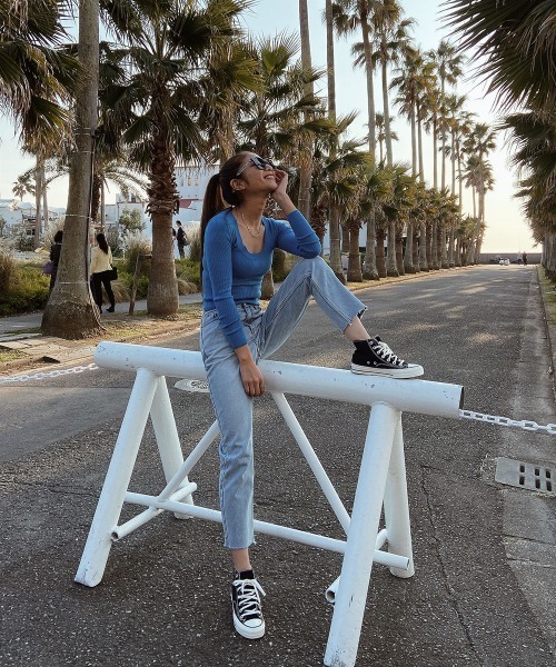 esutoreja（エストレジャ）の「タイトリブニットトップス（ニット/セーター・レディース・ホワイト/ブラック/ブルー/ベージュ・FREE）」の13枚目の写真