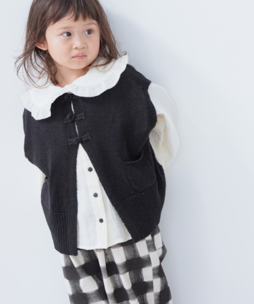 LOWRYS FARM(ローリーズファーム)の「ニットチャイナベスト 261277(ベスト・キッズ・ブラック/ピンク/アイボリー/オレンジ/イエロー・110cm/120cm/130cm/140cm/150cm)」の3枚目の写真