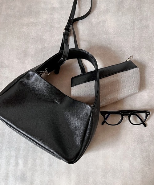 ZOZO限定】フェイクレザーワイドハンドルバッグ（ハンドバッグ