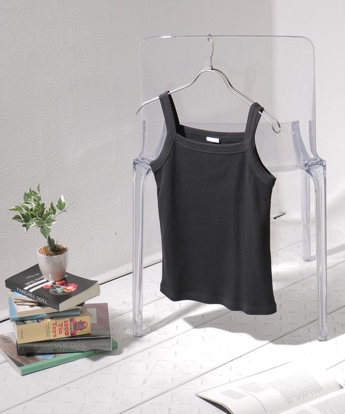 Honeys（ハニーズ）の「テレコキャミソール（キャミソール・レディース・ホワイト×ブラック/ブルー系その他/ホワイト×グリーン/ブラック/ホワイト/オレンジ系その他/グリーン系その他・L/S/M）」の5枚目の写真