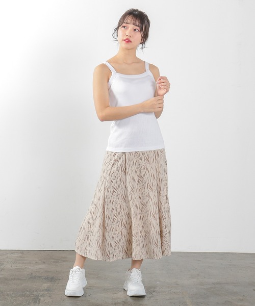 Honeys（ハニーズ）の「テレコキャミソール（キャミソール・レディース・ホワイト×ブラック/ブルー系その他/ホワイト×グリーン/ブラック/ホワイト/オレンジ系その他/グリーン系その他・L/S/M）」の8枚目の写真