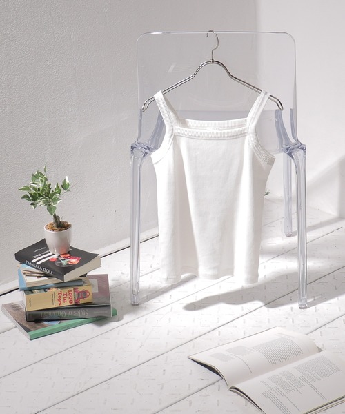 Honeys（ハニーズ）の「テレコキャミソール（キャミソール・レディース・ホワイト×ブラック/ブルー系その他/ホワイト×グリーン/ブラック/ホワイト/オレンジ系その他/グリーン系その他・L/S/M）」の9枚目の写真