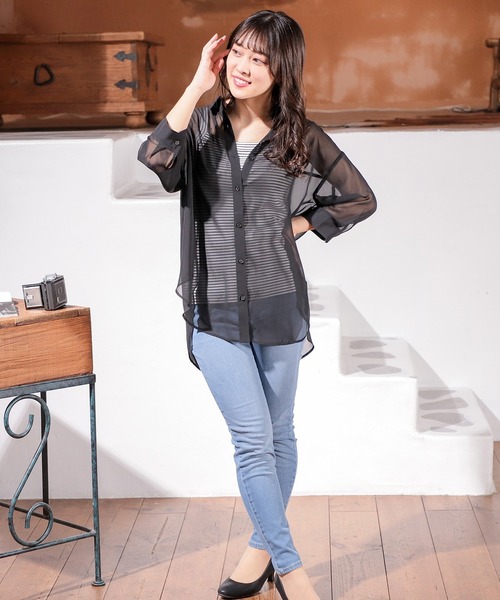 Honeys（ハニーズ）の「テレコキャミソール（キャミソール・レディース・ホワイト×ブラック/ブルー系その他/ホワイト×グリーン/ブラック/ホワイト/オレンジ系その他/グリーン系その他・L/S/M）」の17枚目の写真