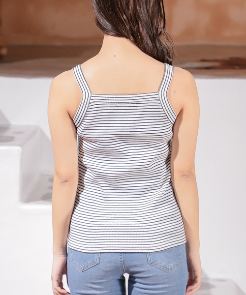 Honeys（ハニーズ）の「テレコキャミソール（キャミソール・レディース・ホワイト×ブラック/ブルー系その他/ホワイト×グリーン/ブラック/ホワイト/オレンジ系その他/グリーン系その他・L/S/M）」の20枚目の写真