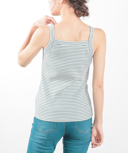 Honeys（ハニーズ）の「テレコキャミソール（キャミソール・レディース・ホワイト×ブラック/ブルー系その他/ホワイト×グリーン/ブラック/ホワイト/オレンジ系その他/グリーン系その他・L/S/M）」の15枚目の写真