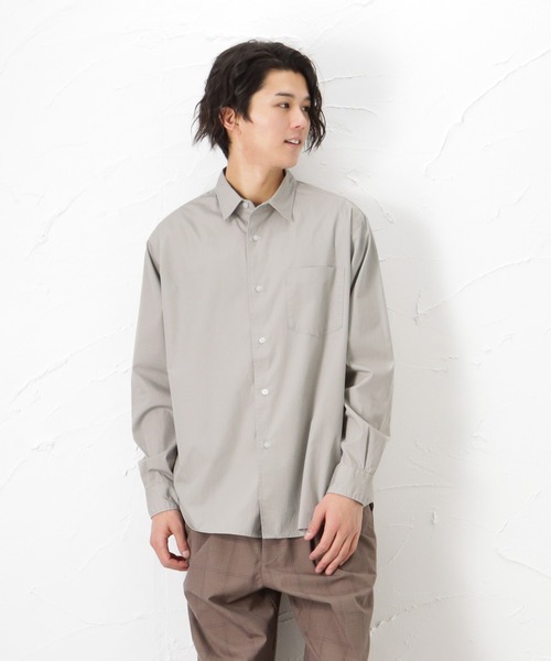 NAVY（ネイビー）の「オーガニックコットン ブロードレギュラーシャツ（シャツ/ブラウス・メンズ・ブルー/ホワイト/グレイッシュベージュ・M/L/XL）」の3枚目の写真