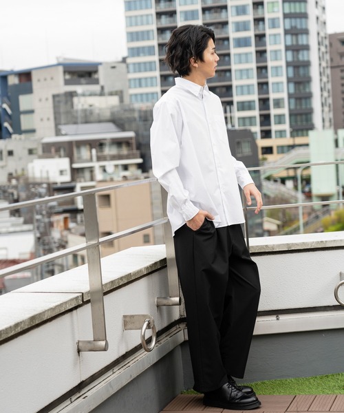 NAVY（ネイビー）の「オーガニックコットン ブロードレギュラーシャツ（シャツ/ブラウス・メンズ・ブルー/ホワイト/グレイッシュベージュ・M/L/XL）」の7枚目の写真