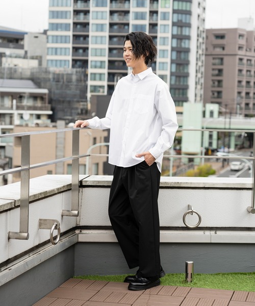 NAVY（ネイビー）の「オーガニックコットン ブロードレギュラーシャツ（シャツ/ブラウス・メンズ・ブルー/ホワイト/グレイッシュベージュ・M/L/XL）」の9枚目の写真