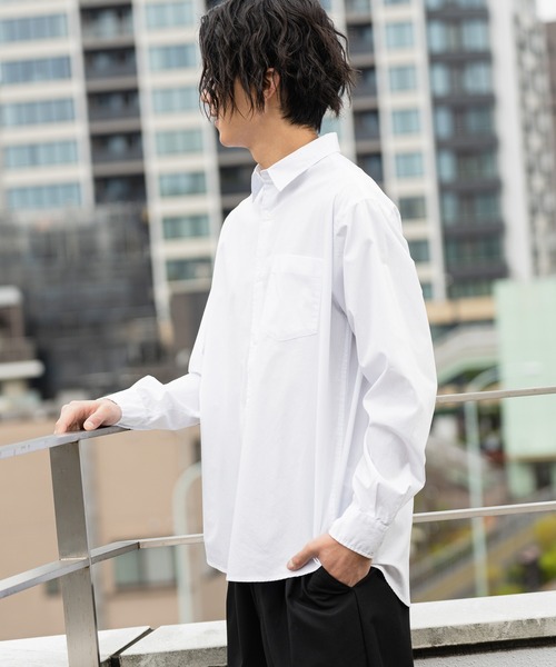 NAVY（ネイビー）の「オーガニックコットン ブロードレギュラーシャツ（シャツ/ブラウス・メンズ・ブルー/ホワイト/グレイッシュベージュ・M/L/XL）」の10枚目の写真