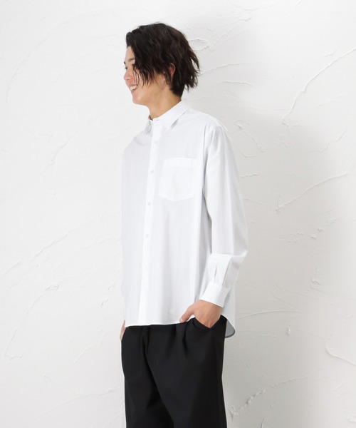 NAVY（ネイビー）の「オーガニックコットン ブロードレギュラーシャツ（シャツ/ブラウス・メンズ・ブルー/ホワイト/グレイッシュベージュ・M/L/XL）」の12枚目の写真