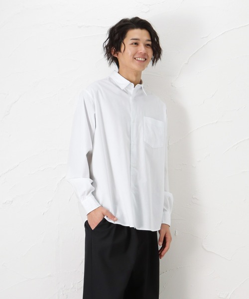 NAVY（ネイビー）の「オーガニックコットン ブロードレギュラーシャツ（シャツ/ブラウス・メンズ・ブルー/ホワイト/グレイッシュベージュ・M/L/XL）」の13枚目の写真